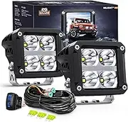 Nilight LED Pod Lights with Amber DRL 3.2 Inch Square 20W 2510LM Super Spot Beam w/ 16AWG Wiring Harness Kit Auxiliary Offroad Driving Ditch Light for Truck UTV ATV SUV 4x4