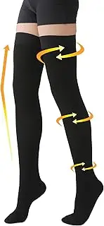 MGANG Thigh High Compression Stockings, Closed Toe, Firm Support 20-30 mmHg Gradient Compression Socks with Silicone Band, Opaque, Best for Treatment Swelling, Varicose Veins, Edema, Pregnancy