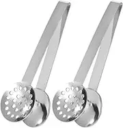ULTECHNOVO Set of 2 Stainless Steel Tea Clip Squeezers Mini Sugar Tongs Non-Slip Handle for Tea Bags Sugar Cubes and Lemon Slices Dishwasher Safe