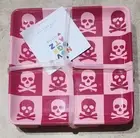 NWT: Novogratz, Pink, Checkered, Skeleton, Melamine, Appetizer Plates (set of 4)