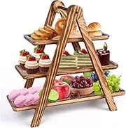 Binxind 3 Tier Serving Trays Wooden, Cupcake Stand Towers for Dessert Table Display, Three Tiered Tray Stand Detachable Wood