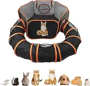 Outdoor Cat Enclosures, Cat Enclosures, Foldable Outside Cat Playpen Enclosed with Tunnel, Foldable Pet Play Tents, Pop-up Visual Mesh House for Kitten, Puppy, Small Dog