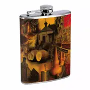Whiskey Images D7 Flask 8oz Stainless Steel Hip Drinking