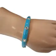 Vera Bradley Gold Tone Blue Crystal Bezeled Bangle Bracelet NWT