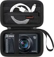 [Canboc] Carrying Case for Canon PowerShot SX740 SX730 SX720 SX620 G7X Digital Camera, Point and Shoot Vlogging Camera Bag, Zipper Mesh Pocket fits USB Cable, Batteries, Black