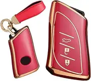 TECART Key Fob Cover Fit for Lexus Ux200 Soft TPU Keychain Key Case Key Shell Box Accessories Protector 3 Button, R-red, R-Keychain
