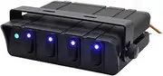 12V 4 Gang On/Off Rocker Switch Box Controller Emergency Strobe Light Wire Label
