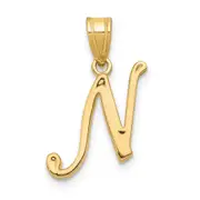14k Yellow GoldY Script Letter N Initial Pendant