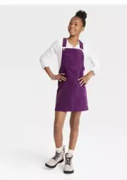 NEW With Tags Art Class Girls Purple Corduroy Dress Skirt Bibs Sz S 6/6X