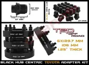 4 Toyota 6x5.5" 1.25" Black Hub Centric Wheel Spacers + 24pc Black Mag Lug Nuts (for: Toyota)