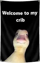 Generic Welcome to My Crib Flag - 2x3 FT Duck Funny Tapestry, Duck Meme Banner Parties Supplies Yard Signs Hanging Poster, Durable Man Cave Wall Flag with Brass Grommets for College Teens Room Decor