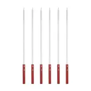 6pcs Kebob Skewers 55cmx10mmx2mm Stainless Steel Flat Sticks with Wood Handle