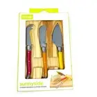 3 Pc True Brands 3074 Sunnyside Cheese Knives and Cutting Board, Stainless Steel