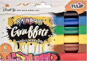 Tulip Graffiti Fabric Markers Chisel Tip 6pk, Rainbow, Premium Quality Ink, Permanent, Child Safe, for Fabric Painting, Drawing, Coloring, Writing on Clothes