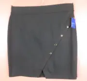 NWT APT.9 Women Stretch Rayon Nylon Pencil Skirt Front Button Split Black XXL