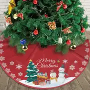 Red Christmas Tree Skirt 36 Inch, Rustic Xmas Tree Skirt Mat with Snowflake, Sno