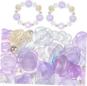 COHEALI 50pcs Baroque Flowers Vinyl Stickers Charms Craft Charm Junk Applique Decals Floral Pink Phone Bulk Stickers Mini Aesthetic Chunky Glitter Electroplate Sprinkles Decor Patch Resin