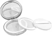 JAYIOLA Loose Powder Container, Makeup Pot, Mini Compact with Powder Puff Mirror, Reusable 3G Makeup Powder Case And, Silver