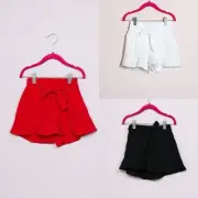 Girls XS 4/5 Red Elastic Waist Short w/ Flutter Leg, Tie Belt BNWT Nylon Apparel