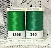 2 NEW Green GUTERMANN 100% polyester embroidery thread 547 yards Spools