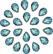 uxcell 20 Pcs 3D Teardrop Rhinestones Diamond Nail Charm Crystal Pointback K9 Glass Rhinestones Crystal Gems for Jewelry Making, Craft, 10x14mm, Dark Green