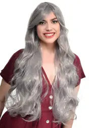 Tatiana Womens Extra Long Wavy Silver Costume Wig