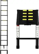 Traderight 3.2m Telescopic Ladder Retractable, Aluminium Thicken Extension Ladders 10.5FT for Household,Home,Office, Telescoping Height Locking Extend Climb 150kg Capacity 10 Step Frame Ladder Black