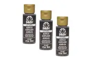 3x Plaid FolkArt Premium 59ml Water-Based Real Brown Acrylic Paint Matt Finish