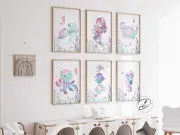 Nautical Nursery prints, under the sea, Nursery wall art, baby girl wall art