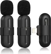ZXZYHFTY 2 Pcs Wireless Lavalier Microphone for iPhone iPad, Lapel Mic Plug-Play