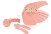 Tupperware Measuring Mates Cups & Spoons 12 pc Set Peach 3/4c Snap Together