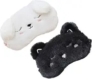 Baluue 2pcs Blindfold Lightweight Sleep Mask Sleeper Eye Mask for Sleeping Sleep Mask Blackout Sleep Eye Mask Puffy Eyeshadow Kit Plush Furry Facial Mask Cartoon Eye Masks Silk Cloth
