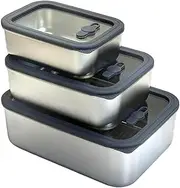 Set of 3 Stainless Steel Food Storage Containers, Stackable with Lids Leak-proof Seal, Bento Box Stainless Steel Bowls, Meal Prep Boxes for Home, Work, Party, Freezer and Microwave Safe.
