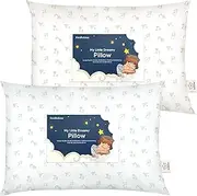 KeaBabies 2-Pack Toddler Pillow 33x45 - Soft Organic Cotton Kids Travel Bed Pillows for Sleeping, School, Nap, Machine Washable, Toddlers 2 to 5, Pillowcase Sold Separately (Excavator)
