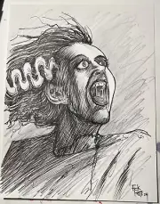 Bride Of Frankenstein One Of A Kind Horror Original drawing By Frank Forte RARE