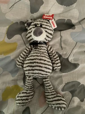 Gund Zag Teddy Bear Plush Grey Stripes Soft Stuffed Cuddle Toy 40cm Tags