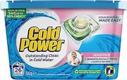 Cold Power Triple Capsule Sensitive Laundry Detergent (26 Washloads), Dermotologically Tested and Gentle for Sensitive Skin