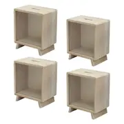 4x Boyle Wooden 10x14cm DIY Craft TV Money Box/Coin Storage Art/Craft Organiser