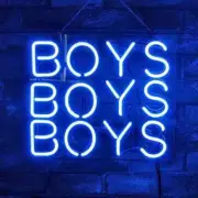 Boys Boys Boys Blue 14"x10" Glass Acrylic Neon Light Sign Lamp Gift Cave Bar AM