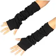 [LIFKOME] Warm Gloves Fingers UV Hand Fingertip Mittens Removable Hand Warmers Fingerless Fishnet Holders Lace Cold Sleeves Arm for Men Arm Warmers Wrist Gloves for Winter Long Gloves Black