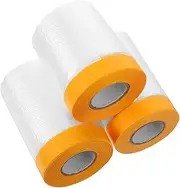 HOMSFOU 3 Rolls Protective Film Masking Tape for Neck Sealer Pre-Taped Masking Paper Rolls for Automotive Painters