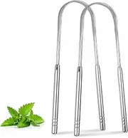 2Pack Tongue Scraper Stainless Steel,Metal Tongue Scraper,Tongue Cleaners for Adults for Oral Care and Eliminates Bad Breath to Keep Your Mouth & Teeth Healthy and Clean(Silver)