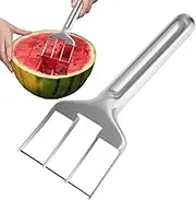 Bomefoi Watermelon Slicer, Three-Cut Cantaloupe Dicer, Stainless Steel Fruit Cutter Kitchen Gadget for Daily Salads Dessert Platter Camping Picnic Travel Outdoor Home Family Men Women