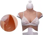 [FSYH] Breasts Realistic Silicone Breast Forms for Crossdressers D Cup Breastplate Drag Queen - Flowable Silicone Gel Filler,Tan,L