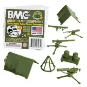BMC Classic Plastic Army Men Playset Accessories - 10pc Military Camp - US Made