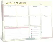 Stilip Weekly to Do List Notepad 9.5x6.5”- 52 Sheets Undated Weekly with Tear Off Daily To Do List Notepad, Habit Tracker, Academic Planner Notebook - Full Year Productivity Planner-Yellow