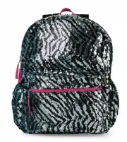 Wonder Nation Blue Pink Zebra Stripe 16" Backpack with 2 Way Sequins School Bag