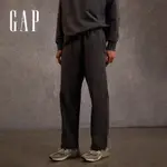 GAP 男裝 LOGO純棉直筒鬆緊棉褲-深灰色(811072)