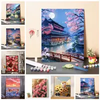 在飛比找蝦皮購物優惠-40*50cm ✨花卉風景畫 造山畫 DIY數字油畫 朝陽向