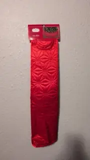 Vintage Round CHRISTMAS TREE SKIRT KMART Trim A Home Red Stitched ~ 48”